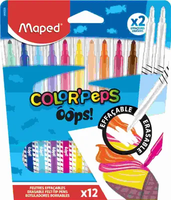 Image de Maped Feutres de coloriage effaçables COLOUR'PEPS OOPS étui carton de 12 pièces
