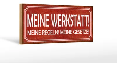 Produktbild von Holzschild Spruch 27x10cm meine Werkstatt Regeln Gesetze