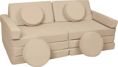 Zdjęcie produktu dla Sofa Modułowa Dla Dziecka, Klocki Piankowe Z Kierownicą (Kolor: Cappuccino)