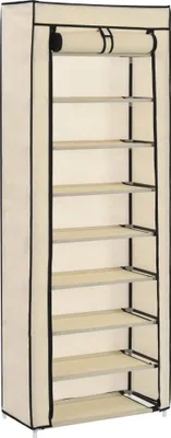 Produktbild von Schuhschrank mit Abdeckung Cremeweiß 57 x 29 x 162 cm Stoff