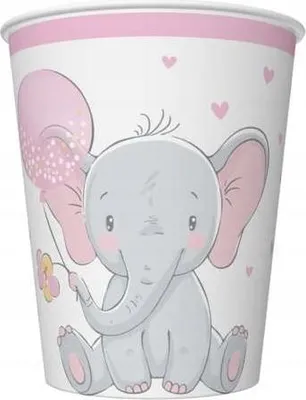 Image de ELEPHANT Gobelet en carton rose 250ml 8 pcs.