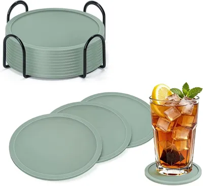 Obrázok produktu pre Podložky pod poháre 10-dielna súprava, silikón, protišmykové, tepelne odolné do 100 °C, pre kuchyňu