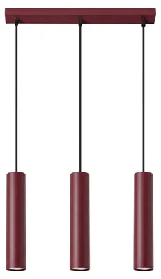 Image de Suspension LAGOS 3L bordeaux 3xGU10  10W acier 90x6x45cm Sollux Lighting