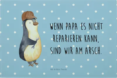 Produktbild von Mr. & Mrs. Panda Schneidebrett Glas Wenn Papa es nicht reparieren kann, sind wir am Arsch - Blau Pastell - Geschenk, Aus, Schraubenschlüssel, Hackbrett, Schneidplatte