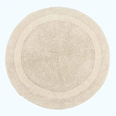 Produktbild von HOMESCAPES Runde Battematte creme 80 cm aus 100% Baumwolle