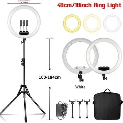 Produktbild von Ringlicht, verstellbares Stativ, Farbtemperatur 2700K-6500K, 184cm Stativ D