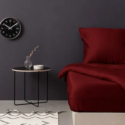 Obrázok produktu pre L'Essentiel Linge de Maison, De Maroon, saténové prestieradlo super king size (FR) (IT) (ES) (DE), bordová farba, 100 % bavlnený satén, 180 x 200+30 cm