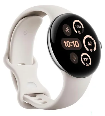 Produktbild von Google Pixel Watch 3 (LTE) 41mm Polished Silver mit Sportarmband Porcelain (GA05282-DE)