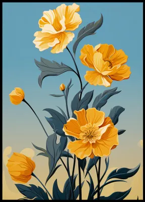 Produktbild von Plakat 64x90cm Goldene Blumenmorgen