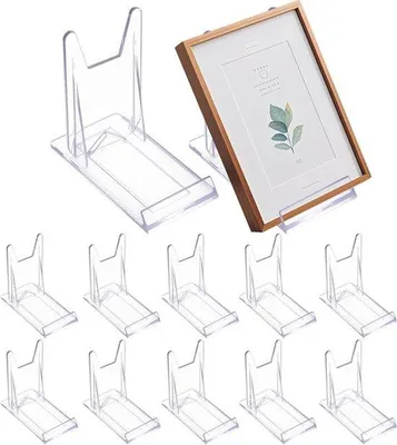 Productafbeelding van Mini acrylstandaards met schragen voor boeken, kaarten en ansichtkaarten, 12 stuks, beschadigd