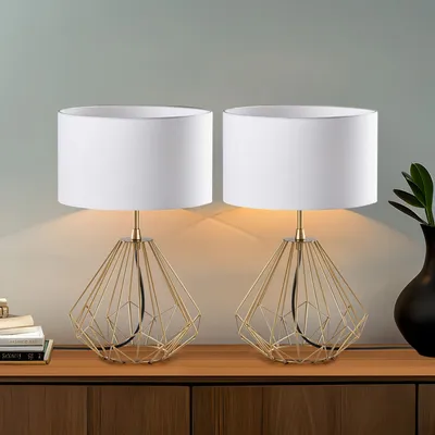 Immagine prodotto di Opviq, Set di due lampade da tavolo di alta qualità, colore oro, corpo in metallo, grado di protezione IP20