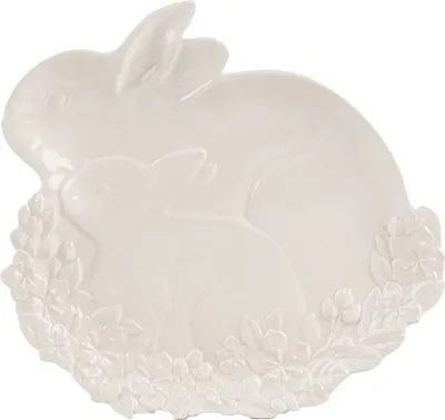 Immagine prodotto di Clayre & Eef Scala Coniglio 23x24x2 cm Vetroceramica bianca