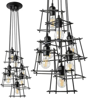 Produktbild von tooLight Pendellampe App221-7Cp Schwarz 7-Lichtquelle E27 50X50X60-100Cm Einstellbar