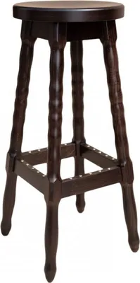 Produktbild von Casa Padrino Jugendstil Barhocker Dunkelbraun H. 80 cm - Runder Massivholz Barstuhl