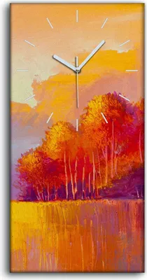 Produktbild von Dekor Leinwand Uhr Wandbilder Geräuschlos 30x60 Gemälde Wald Bäume Herbst Natur - weiße Hände