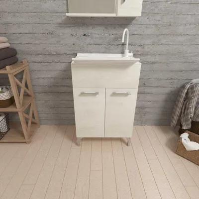 Immagine prodotto di Lavatoio per interno 50x50 quercia bianco e asse lavapanni | Pratico
