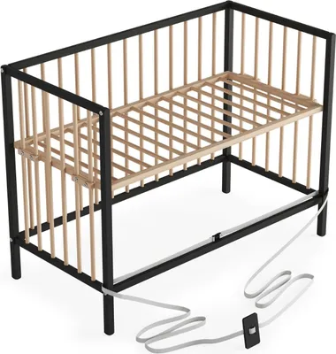 Produktbild von Beistellbett 60x120 cm mit Rollen & Umbauseite - schwarz/natur - Dreamy 4 in 1 Bett