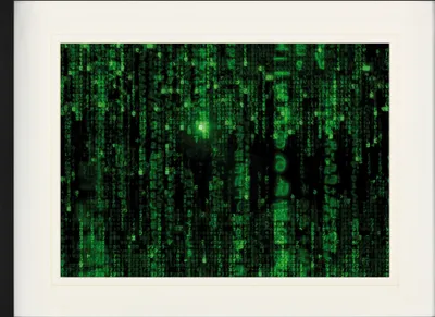 Obrázek produktu pro Matrix Zarámovaný obraz s elegantním paspartou | Obrazy na zeď | V rámu - Matrix Code, Green Rain (60 x 80 cm)
