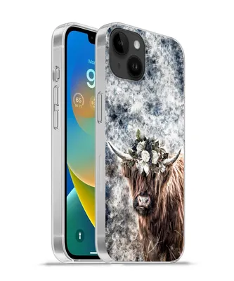 Produktbild von MuchoWow® Handyhülle Schutzhülle Hülle für Apple iPhone 14 Plus - Soft case Schottischer Highlander - Rauch - Blumen Silikon Softcase Handy Hülle - Abbildung