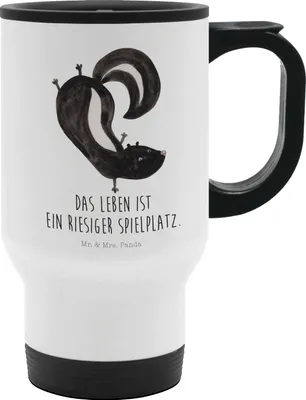 Produktbild von Mr. & Mrs. Panda thermosbecher Stinktier Handstand - Weiß - Geschenk, Thermobecher To Go, Raubtier, Edelstahl-Thermobecher, Spielplatz, Mehrwegbecher, Skunk, Stinker