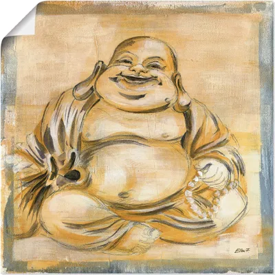 Produktbild von ARTland Poster Fröhlicher Buddha I Größe: 50x50 cm