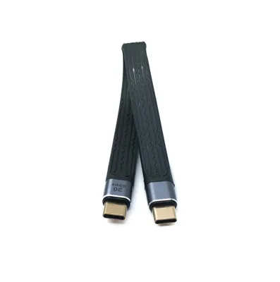 Produktbild von SYSTEM-S USB 3.2 Gen 2 Kabel 20 cm Typ C Stecker zu Stecker Flachkabel 20 Gbit/s 100 W