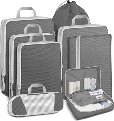 Produktbild von Famanu Packwürfel 8-teilig, platzsparende Kompressionswürfel, wasserdichter Reiseorganizer für Koffer, Rucksack und Gepäck