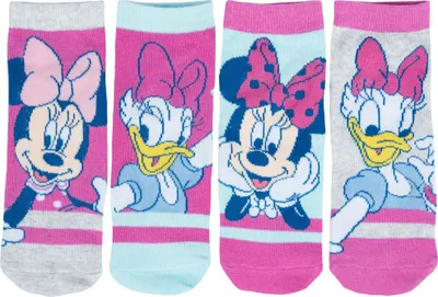 Produktbild von Disney Minnie Mouse Socken für Mädchen Kinder Kindersocken Sneaker Mehrfarbig Bunt (4er Pack), Größe:27-30