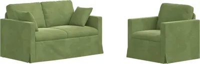 Immagine prodotto di vidaXL Set di divani, 2 pezzi, verde chiaro, in velluto
