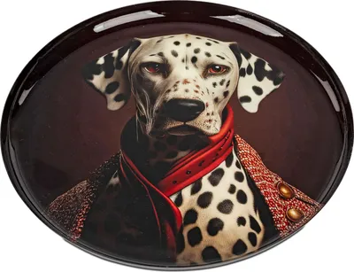 Produktbild von formano Dekoteller Hund Ø 28 cm Metallteller mit edlem Dalmatiner-Motiv schwarz