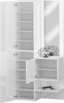 Produktbild von Kompaktgarderobe >Anzio< in Weiß Hochglanz - 90x191x35cm (BxHxT)