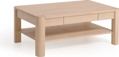 Produktbild von Couchtisch Tisch mit Schublade XAVIER Eiche Massivholz 110x70 cm