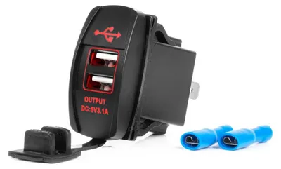 Obrázek produktu pro Vodotěsná dvouportová nabíječka do auta USB ve tvaru lodi, 12/24V, AMIO-04228