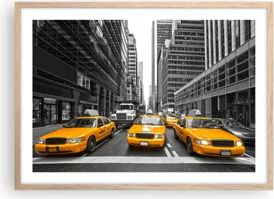 Produktbild von Gerahmtes Poster - Rahmen in heller Eiche - Taxi Stadt Straße Transport - 70x50 cm - Wand Bild - Wanddeko - Wandbilder - Wandposter - Bilderrahmen - Bilder - Kunstdruck - Wandbild - P2NAA70x50-2695