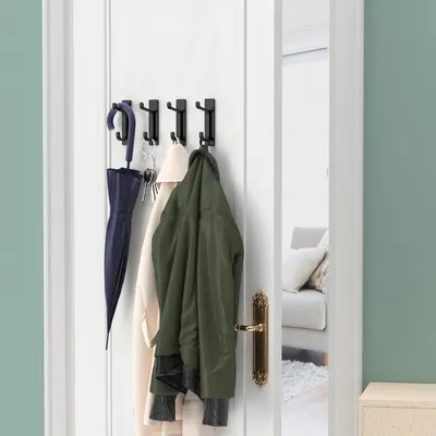 Produktbild von Selbstklebende Wandhaken,Handtuchhalter für Bad und Küche,selbstklebende Garderobe,Wandmontage ohne Bohren,schwarz