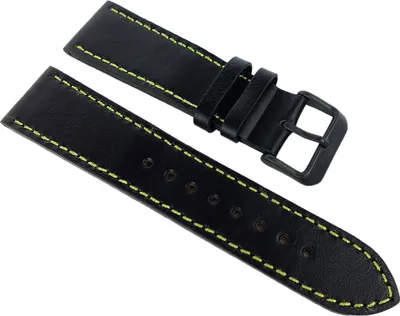 Produktbild von Adora Nautic Uhrenarmband 22mm schwarz Leder > gelbe Naht > AN2148