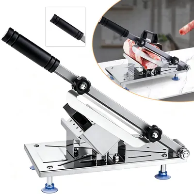 Produktbild von Manueller Edelstahl‑Fleischschneider, Einstellbare Schnittstärke 0,3‑8 mm, für Hammel‑, Rind‑ und Schweinefleisch