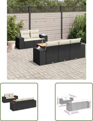 Produktbild von The Living Store 6-tlg. Garten-Sofagarnitur mit Kissen Schwarz Poly Rattan