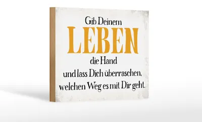 Produktbild von Holzschild Spruch 18x12cm gib deinem Leben die Hand