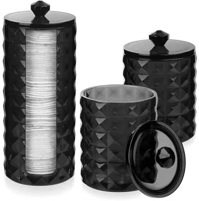 Immagine prodotto di Ultiluxe Portawatte - 3 pezzi - Dispenser per dischetti di cotone - Organizer cosmetico - 16,5 x 7 cm - Scatola portaoggetti - Nera