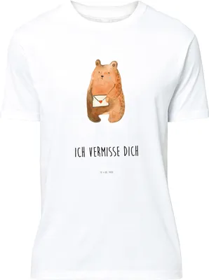 Produktbild von Mr. & Mrs. Panda S T-Shirt Bär Liebesbrief - Weiß - Geschenk, Freundin, Freund, Vermissen, Lustiges, mit Spruch, oberteil, Teddy, Partner, Tshirt, Liebeskummer