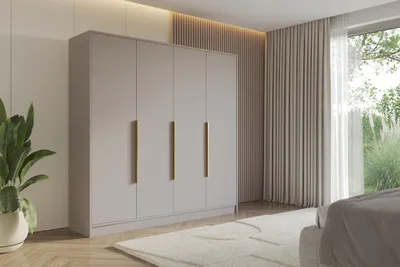 Produktbild von ALTDECOR Kleiderschrank PERE - 200x200x51 Kaschmir Schrank Garderobenschrank Mehrzweckschrank mit modernen glatte Fronten und goldenen Griffen
