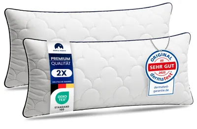 Produktbild von Hochwertige Kopfkissen 40x80 cm groß in Hotelqualität - Flauschiges, gut gefülltes Schlafkissen für Allergiker geeignet - 60° Waschbar