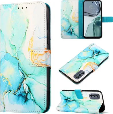 Obrázek produktu pro Moto G62 5G Pouzdro,PolyuretanKožené Pouzdro s Mramorovým Vzorem, Kapsy na Karty, Stojánek Pouzdro pro Motorola Moto G62 5G zelené
