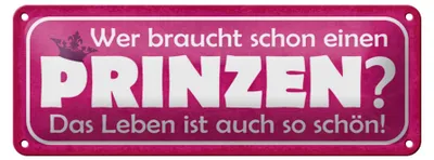 Produktbild von Blechschild Spruch 27x10cm wer braucht schon einen Prinzen Dekoration