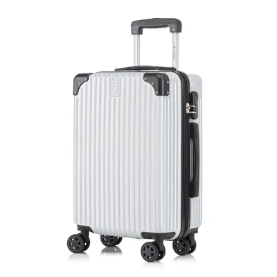 Produktbild von Koffer Trolley Reisekoffer Suitcase, Rollkoffer Handgepäck ,mit 4 Rollen360°, Hartschalenreisekoffer, Zahlenschloss, Weicher Gummigriff (M, Silber)