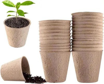 Imagen del producto de Macetas redondas, biodegradables, de 6 cm de altura y 5,5 cm de diámetro, para la germinación de plántulas