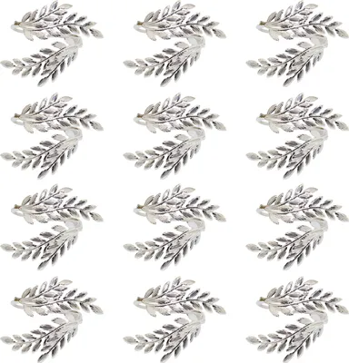 Produktbild von 12 Stück Serviettenringe in Weizenkopfform, wiederverwendbare Serviettenhalter aus Metall, dekorative Serviettenringe für Zuhause, Hotel, Esstisch, Partys, Dekoration