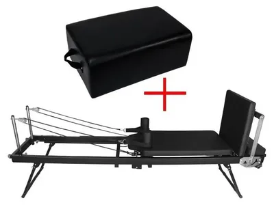 Obrázek produktu pro Pilates Reformer – MY-PL09 – skládací – nastavitelný odpor – nosnost až 250 kg – s přídavnou deskou – černý