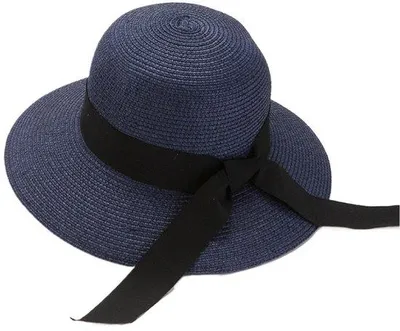 Immagine prodotto di Cappello da spiaggia da donna - Protezione UV UPF 80+ - Tesa larga - Ideale per i viaggi - Cappello estivo in carta sottile - Blu